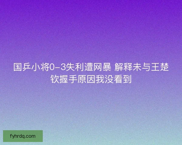 国乒小将0-3失利遭网暴 解释未与王楚钦握手原因我没看到 国乒小将0-3失利遭网暴 解释未与王楚钦握手原因我没看到