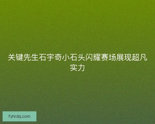 关键先生石宇奇小石头闪耀赛场展现超凡实力